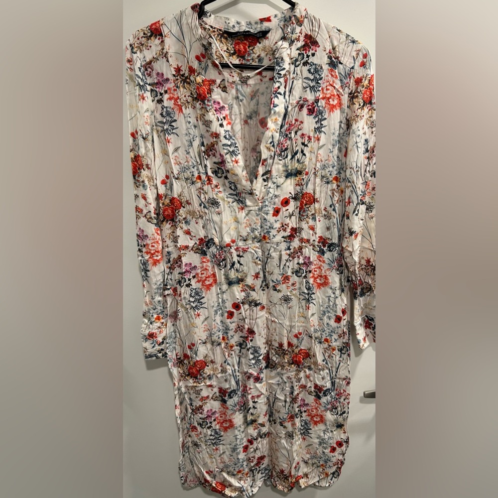 Zara Multicolor Floral Long Sleeve Dress